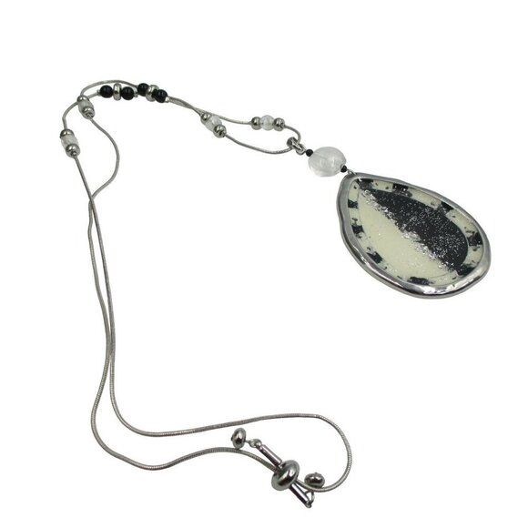 Chico's Black Crystal Mix Adjustable Bold Necklace NEW - Picture 4 of 10